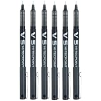 Bolígrafo Pilot BX V5 negro Hi-Tecpoint extra fino de 0-5 mm- punta de 0-3 mm de ancho de línea (6 unidades)